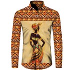Man Short long Sleeve Africa Printed Folk-custom Button Shirt African Clothes Us