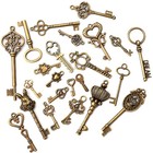 Lot Old Vintage Antique Skeleton Keys Large Small Necklace Pendant Bronze Diy