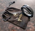 Wsesto Bracelet Black Leather Stainless Steel Magnetic Clasp Men s Bracelet