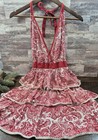 Vintage Tiered Bib-style Cotton Red   White Paisley Kitchen Apron  Cottagecore