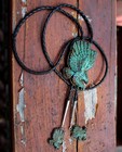 Old Navajo Handmade Sterling Silver Hand Carved Turquoise Stones Eagle Bolo Tie