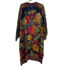 Powder Designs Kimono Gown One Size Long Line Colorful Dark Floral Print