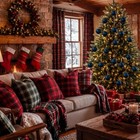24 Pcs 2 36 In Christmas Tartan Plaid Ball Ornaments  Black Black Watch