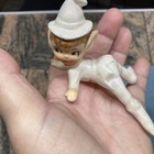 Pair Of Vintage Elves Pixie Japan Lefton Figurines Mcm Iridescent White