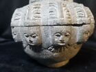 Antique Hand Carved Basalt Lava Stone Bowl With Lid East Java Indonesia 