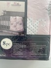 Nojo Dreamer  Crib Bedding  8 Pc Nursery Comforter Set Girl Pink grey Elephant  