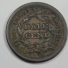 1851 Braided Hair Half Cent Great Detail Genuine Circulated Us Type Coin  j163