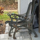 Vintage Angel Cherub Design Rustic Cast Iron Outside Garden Bench