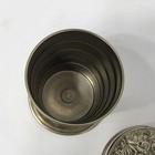 Vintage Antique Collapsible Travel Cup Ornate Repousse Lid Pat 1897 Silver Tone
