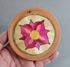 Porcupine Quill  Art Work Terra Cotta Wall Hanging Decor Flower Pink Red Vintage