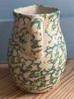 Vintage Robinson Ransbottom Stoneware Green Splatter Spongeware Jug 1 Qt Pitcher