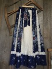 Vintage Tumbleweeds Skirt Boho Hippie Prairie Cottage Core Blue Floral Lace L