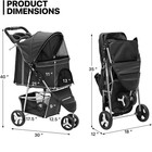 3 4 Wheels Foldable Pet Strollers Cat Dog Cage Strollers W  Cup Holder   Basket