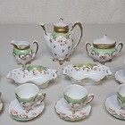 Antique 1900s Children s Porcelain Complete 19 Piece Footed Tea Set Hand Painted