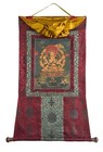 Sitatapatra Original Oil Varnished Tibetan Thangka Painting With Silk Brocade