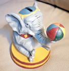 Cast Iron Bank Circus Elephant Balancing A Ball 6  Tall With Stopper Marked Tht