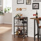 Tutotak Bar Cart Home Bar Serving Cart 3-tier Shelf Drink Cart Wine Rack Glass