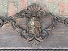 3pc Figural Carved Large Antique Oak Pediment Wooden Crown Crest Orig Surface