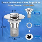 Bathroom Sink Drain Strainer  2pcs  Pop-up Sink Drain Strainer With Removable St