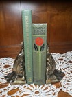 Vintage Solid Brass Leaf Book Ends Set Of 2 Hollywood Regency Mcm 6x4in Heavy