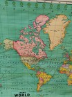 Vtg 1950s-60s Cram s World Pull Down School Map Classroom Markable Kleennable