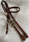 Very Nice Vintage New Silver Browband Show Headstall double Stitched Leather