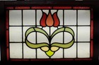 Decorative Floral Midsize English Leaded Stained Glass Window 26 1 2 x 17 3 4 