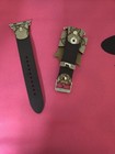 Upcycled Leather Brown Black Strap For Apple Watch With Bow Accent