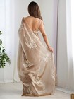 Women s Shimmer Organza Sequence Embroidery Saree With Unstitched Blouse Piece