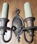 Antique Sconces Pair Of Two Bronze Double Metal Wall Sconces Sold As Is 