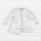 Vintage Toddler Girls Tiered Ruffled Lace Dress White Long Sleeve Red Trim Sz 2t