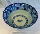 Antique Chinese Export Blue White Ship Medallion Bowl  9  19th Century