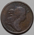 1804 Draped Bust Half Cent - Plain 4 stemless - Us 1 2c Copper Coin