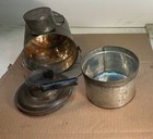  135 Early Classic Round Tinware Miners Railroad Lunch Pail Box 4 Pcs 10  Tall