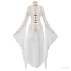 Gothic Women White Vintage Solid Lace Trumpet Sleeve Medieval Cardigan Costume