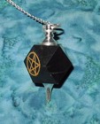 Black Agate Silver Engraved Pentacle Pendulum Sardonyx Handle Bag New Divination