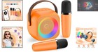 Orange Karaoke Machine For Kids   Adults - Bluetooth  2 Mics  Vibrant Lights