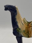 Chinese Sancai Drip Glaze War Horse Figurine Tang Dynasty Style 5 5  T Blue Euc