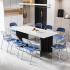 Pu Leather Folding Chair Padded Cushion Back Portable Outdoor Events Navy Blue