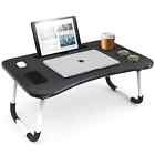Laptop Tray Lap Desk Stand Foldable Bed Table Notebook Tray Cup Slot Adjustable