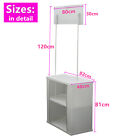 Portable Promotion Counter Table Foldable W  Internal Storage Space Shelf