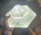 Vintage Art Deco Ceiling Light Fixture Shade Custard Glass W  Design 4  Base 8x8