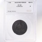 1788 Massachusetts Cent No Period Segs Vf20 Corroded