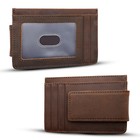 Genuine Leather Money Clip Wallet  Minimalist Mens Wallet  Strong Magnetic Clip 
