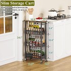 Utility Slim Storage Cart  4 Tier Small Rolling Kitchen Laundry Room Cart