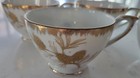 Lot 4 Vintage White Cups Gold Trim And Pinecones