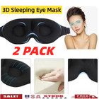 3d Travel Eye Mask Sleeping Soft Padded Shade Cover Rest Relax Blindfold-2 Pack
