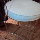 White Round Vanity Stool Metal Frame Shredded Urethane Foam Seat Mpn N y  27929