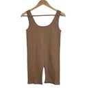 Forever 21 Womens Tan Bodysuit Stretch Ribbed Romper Jumpsuit M