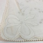 Vintage Linen Cotton Handkerchief Wedding Embroidered Croquette Hankie As Is
